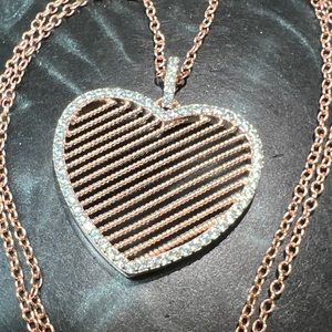 Genevive heart pendant necklace, 925 Sterling, rose gold plated.